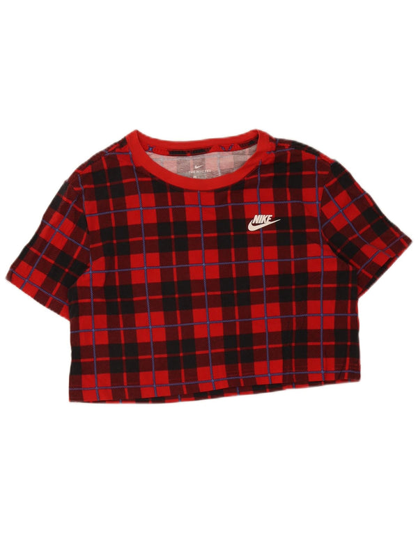 Γυναικείο μπλουζάκι Nike Crop Top UK 6 XS Red Check Cotton