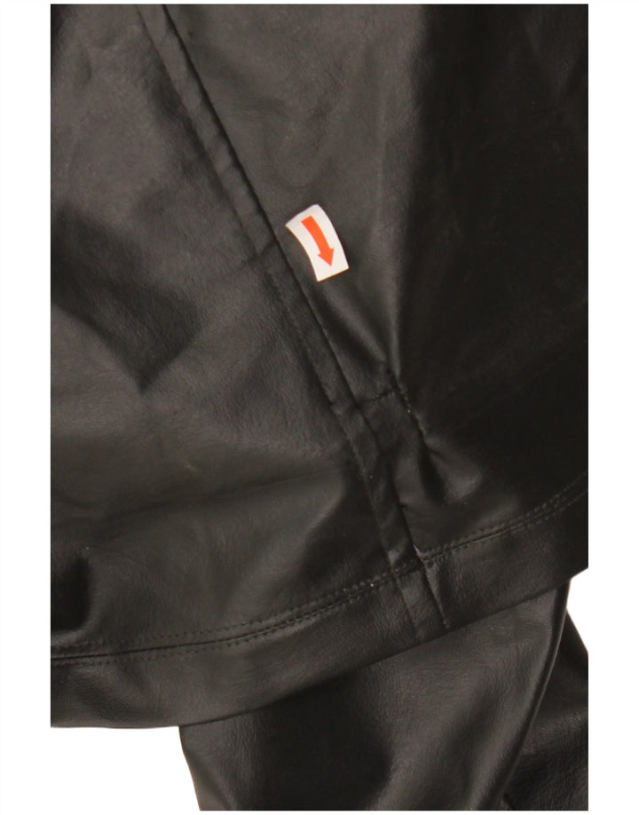 VINTAGE Γυναικείο Δερμάτινο Παλτό UK 12 Medium Black Colourblock