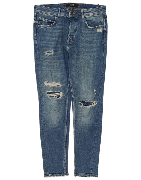 Zara Ανδρικά τζιν με στενό κωνικό σχήμα EU 42 Large W32 L28 Μπλε βαμβακερό