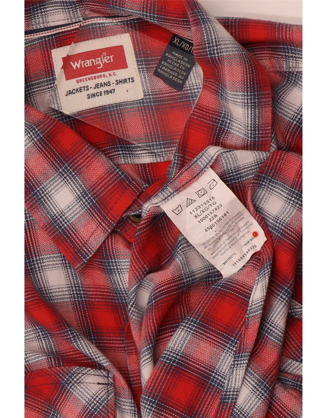 Ανδρικό πουκάμισο Wrangler Western Flannel XL Red Check Cotton
