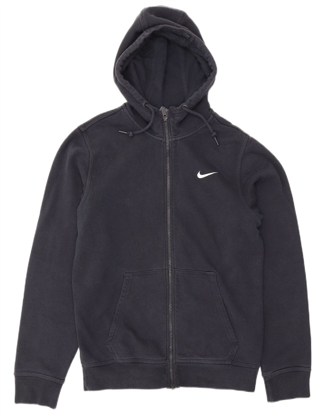 NIKE Mens Zip Hoodie Sweater Small Navy Blue Cotton