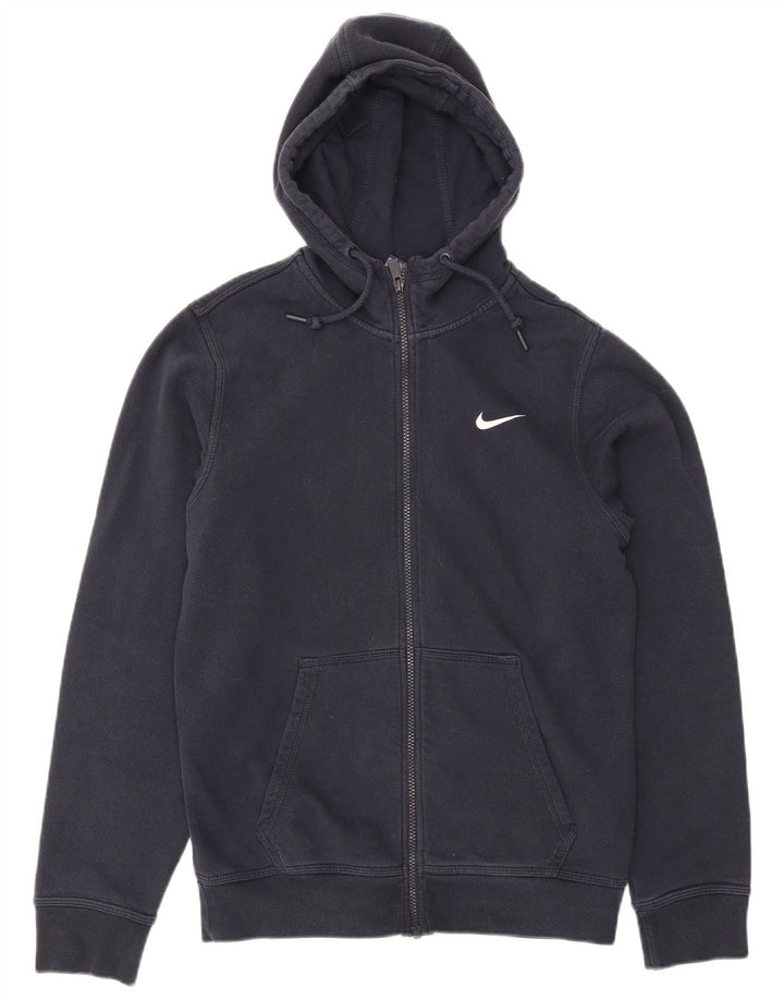 NIKE Mens Zip Hoodie Sweater Small Navy Blue Cotton