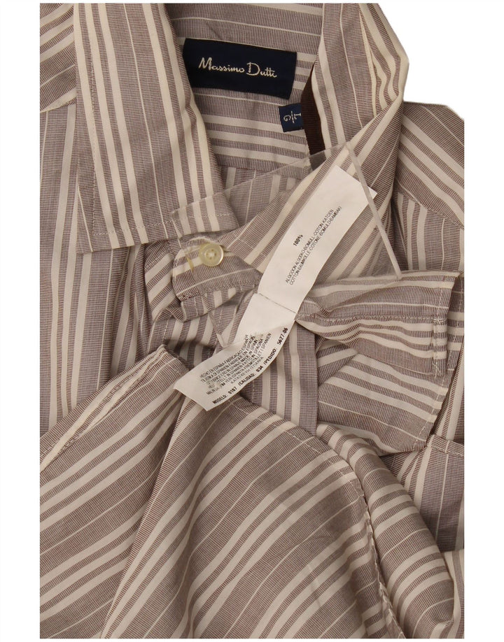 Massimo Dutti Ανδρικό πουκάμισο μεγάλο γκρι ριγέ βαμβακερό