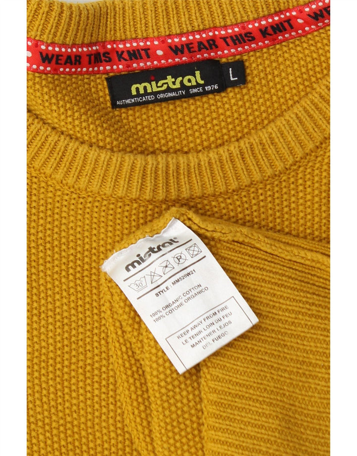 Ανδρικό πουλόβερ Mistral Crew Neck Jumper Μεγάλο κίτρινο βαμβακερό