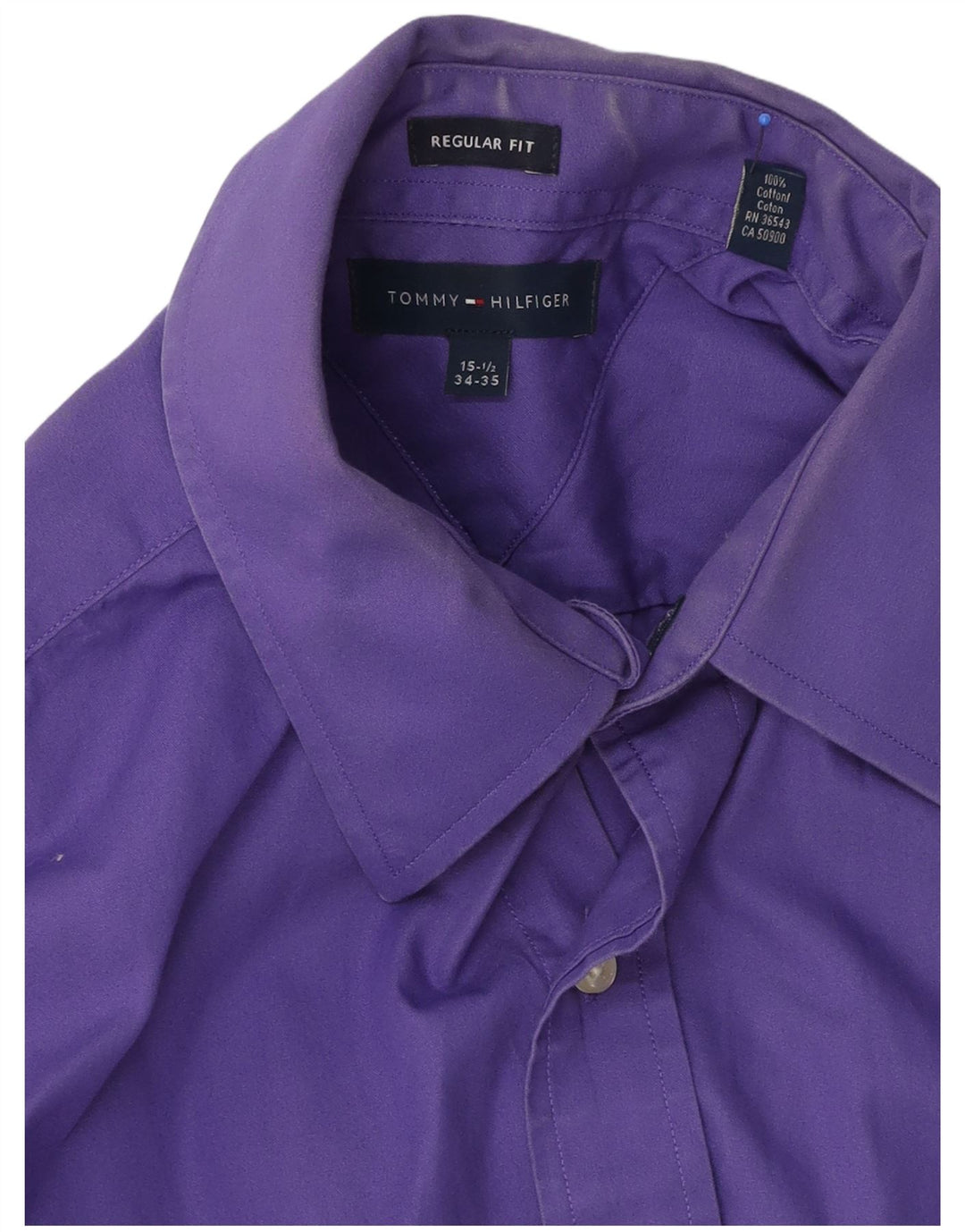 Tommy Hilfiger Ανδρικό πουκάμισο με κανονική εφαρμογή, μέγεθος 15 1/2 μεσαίο βαμβακερό μωβ