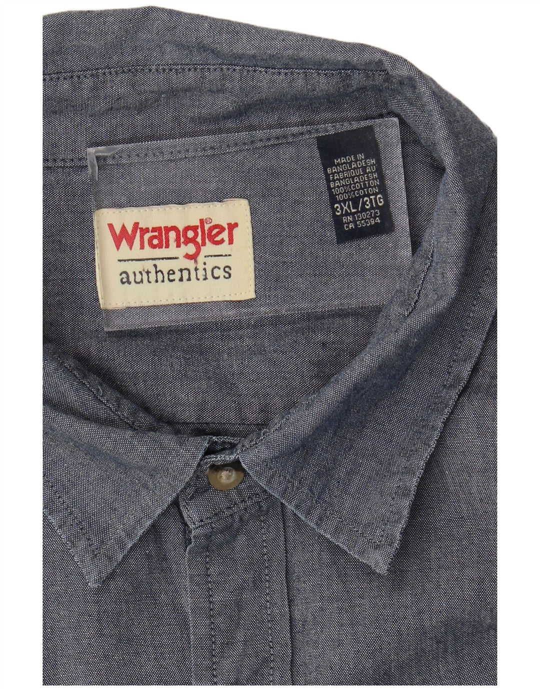Ανδρικό πουκάμισο WRANGLER 3XL Navy Blue Cotton