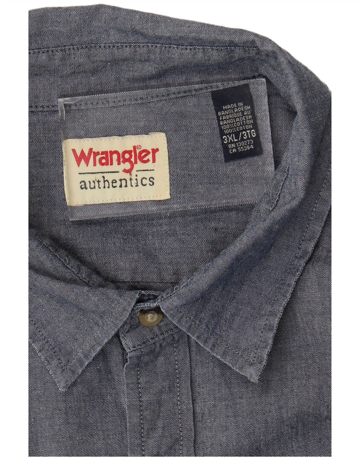 Ανδρικό πουκάμισο WRANGLER 3XL Navy Blue Cotton