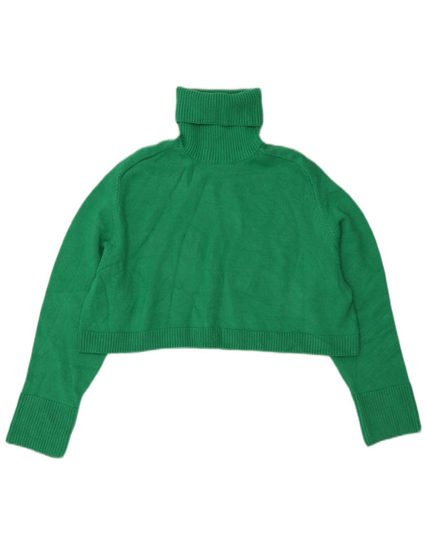 Zara γυναικείο πουλόβερ με ρολό λαιμόκοψη UK 16 μεγάλη πράσινη βισκόζη