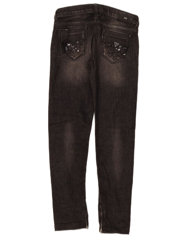 Guess Womens Distressed Skinny Jeans W25 L28 Μαύρο βαμβακερό