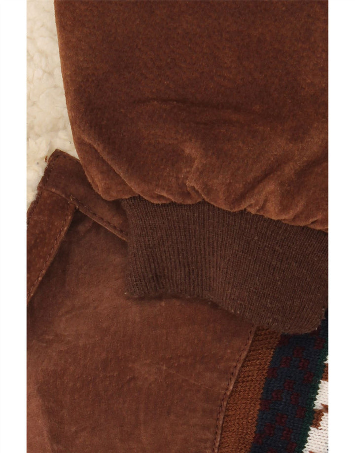 Vintage Ανδρικό Sherpa Loose Fit Jacket UK 44 2XL καφέ γεωμετρικό δέρμα