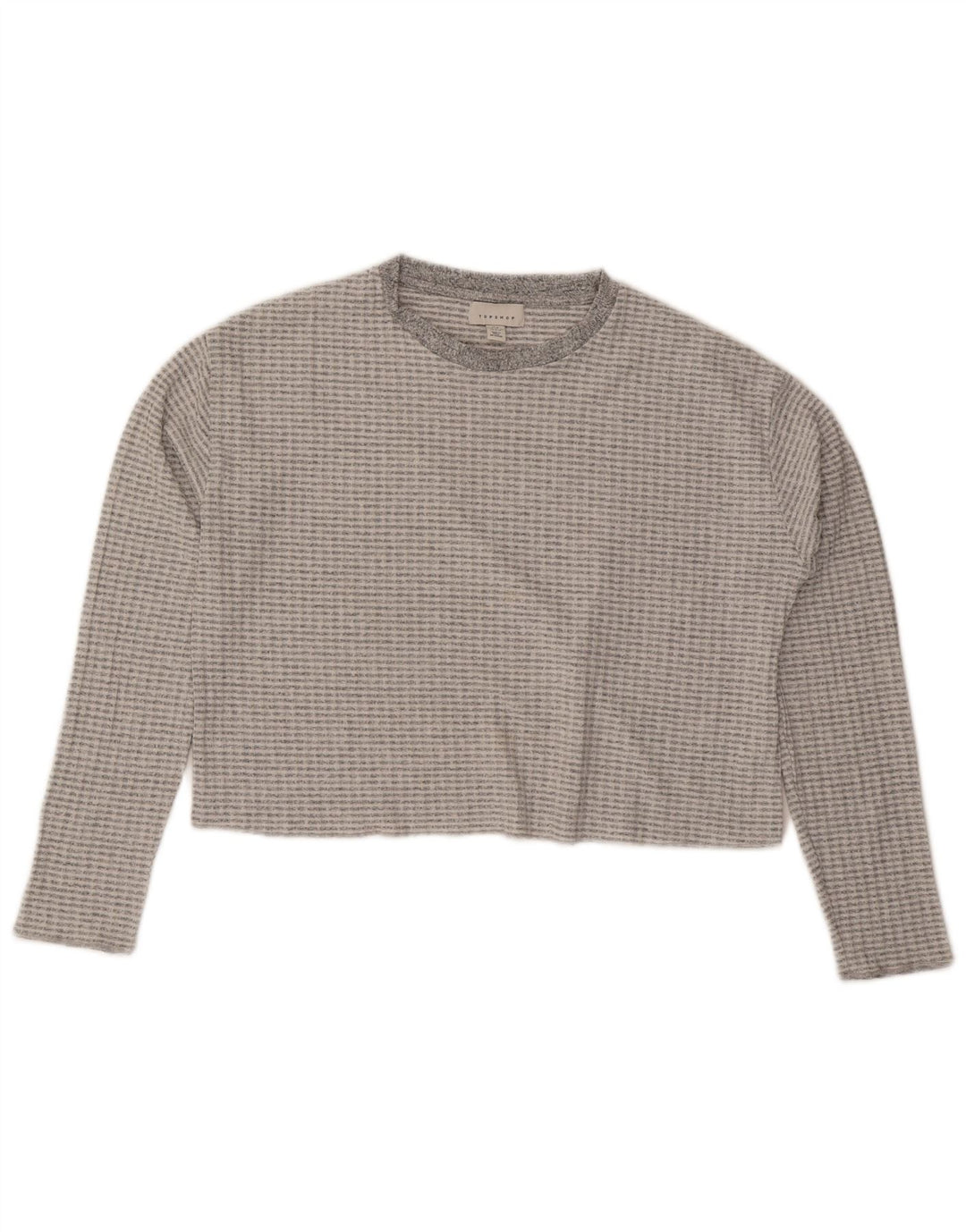 Topshop Γυναικείο Crop Top Μακρυμάνικο UK 14 Medium Grey Polyester