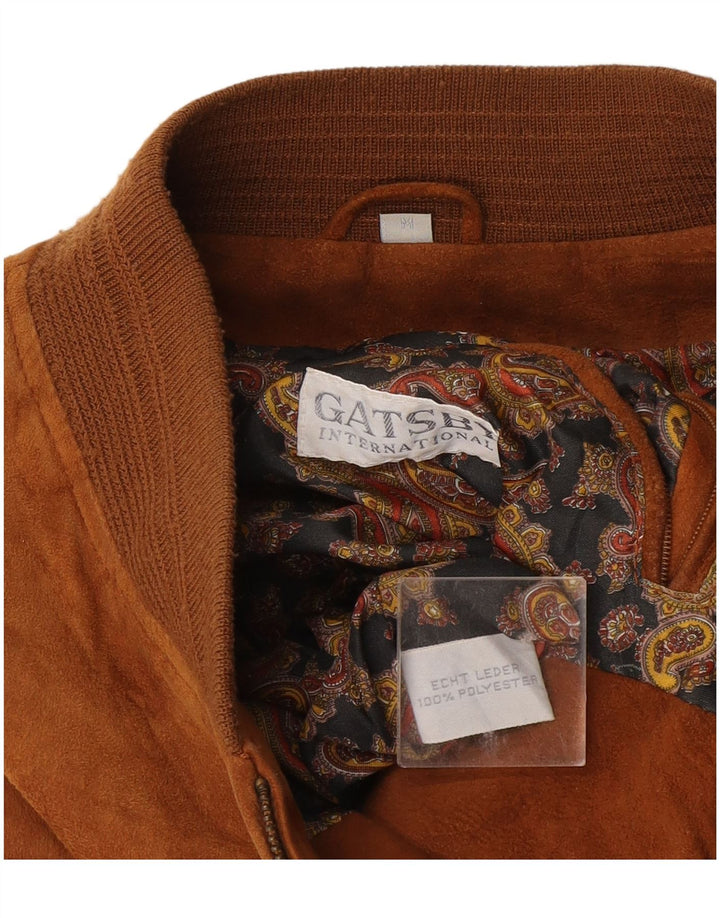 Gatsby Ανδρικό Suede Bomber Jacket UK 38 Medium Beige Leather