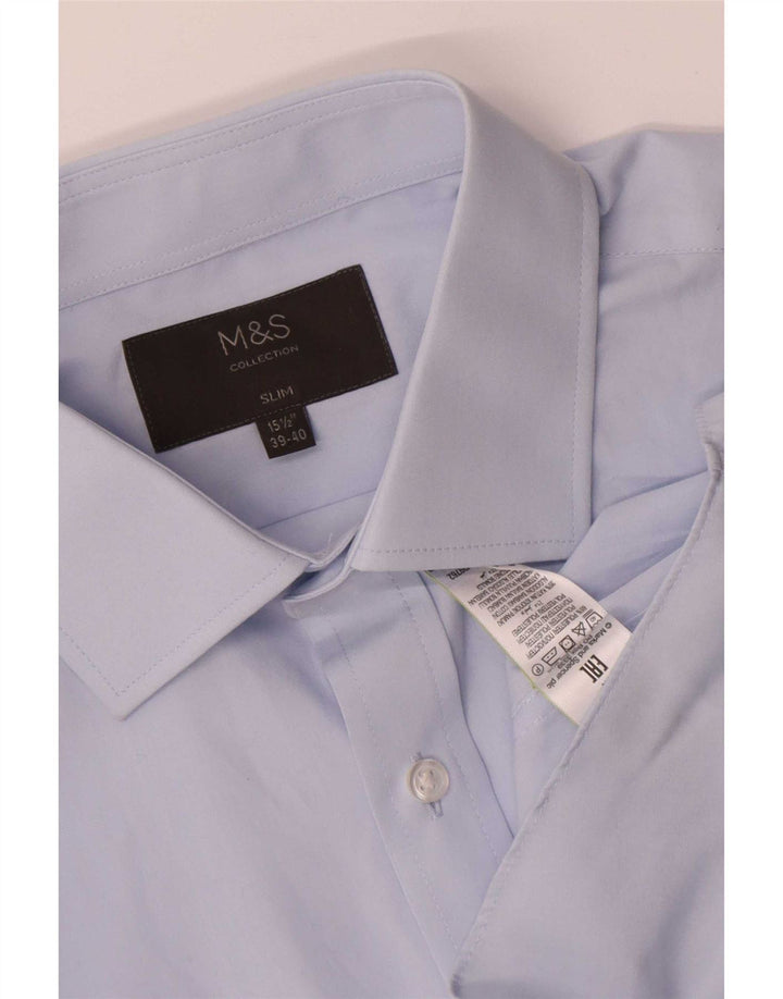 Marks & Spencer Ανδρικό Slim Shirt UK 39/40 15 1/2 Medium Blue Polyester