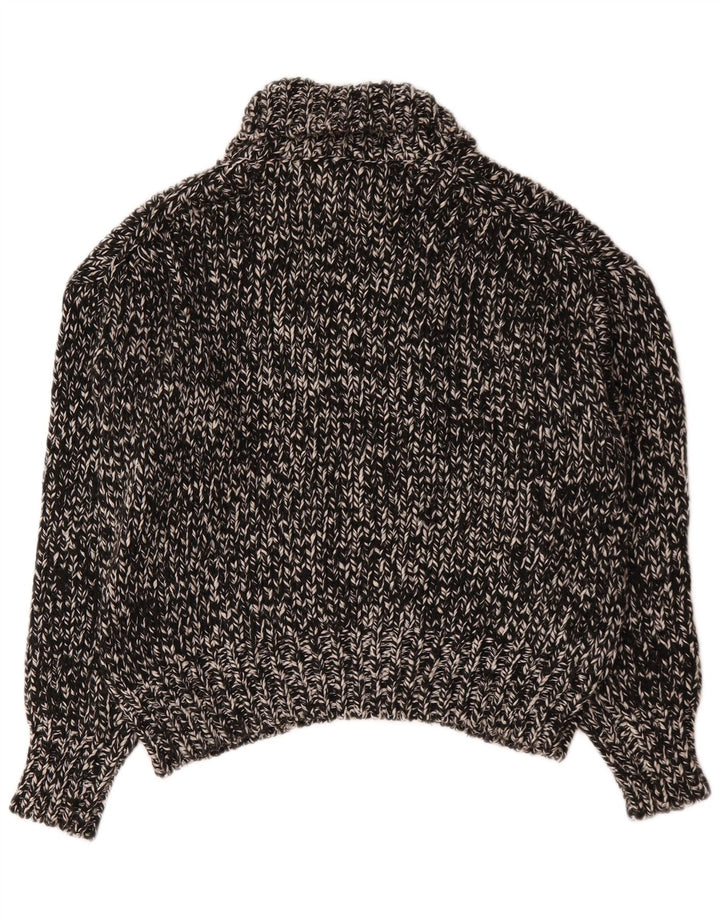 Zara γυναικείο πουλόβερ με ρολό λαιμόκοψη UK 10 Small Black Flecked