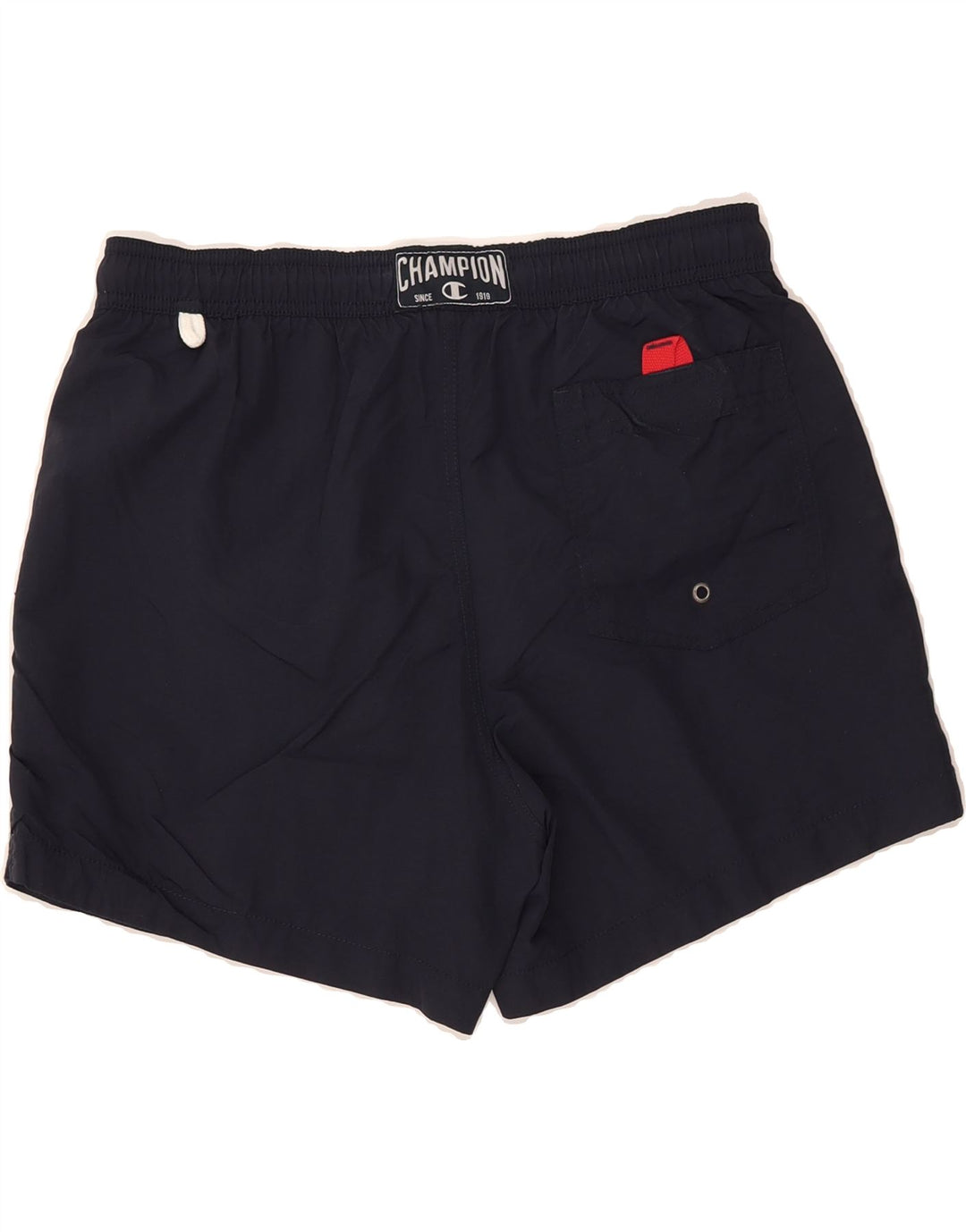CHAMPION Mens Graphic Sport Shorts Medium Navy Blue Colourblock Vintage Champion and Second-Hand Champion from Messina Hembry 