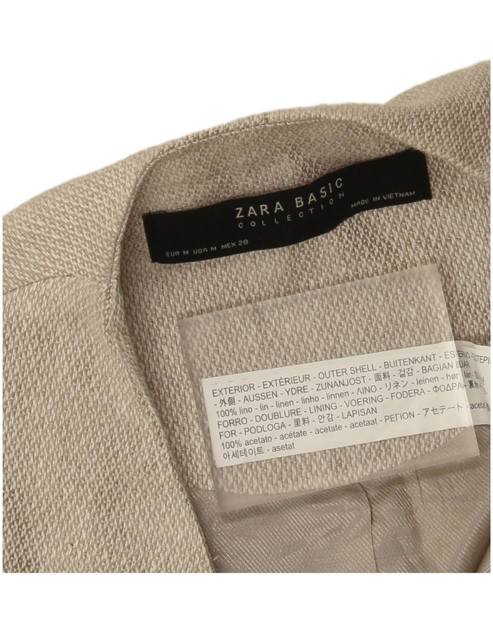 Γυναικείο ανοιχτό πανωφόρι Zara UK 12 Medium Beige Λινό