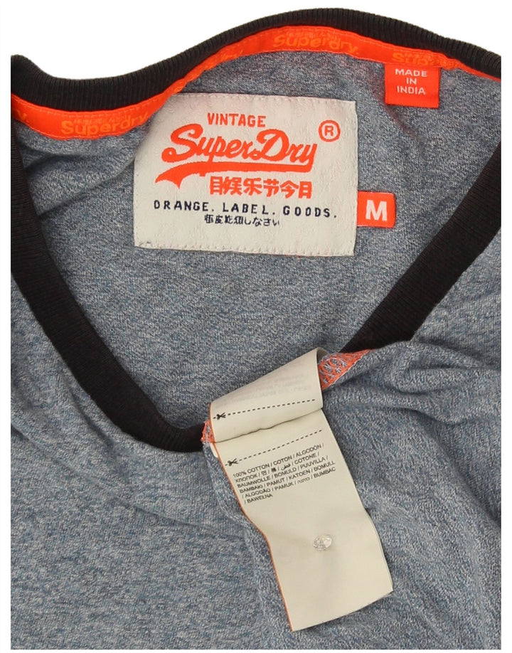 Ανδρικό T-Shirt Superdry Top Βαμβακερό μεσαίο μπλε φλοκωμένο