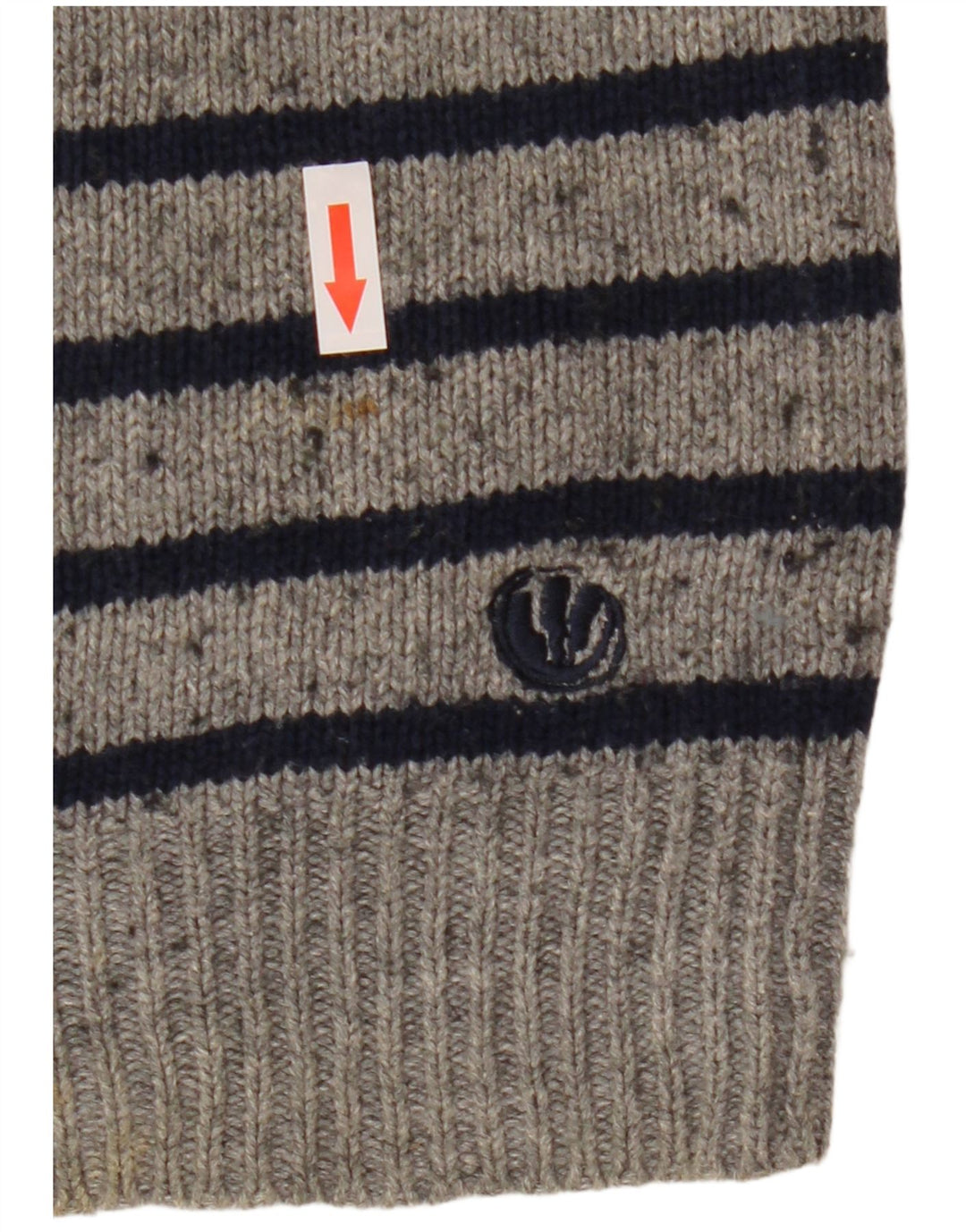 Fat Face Ανδρικό πουλόβερ με λαιμόκοψη μεσαίου γκρι ριγέ