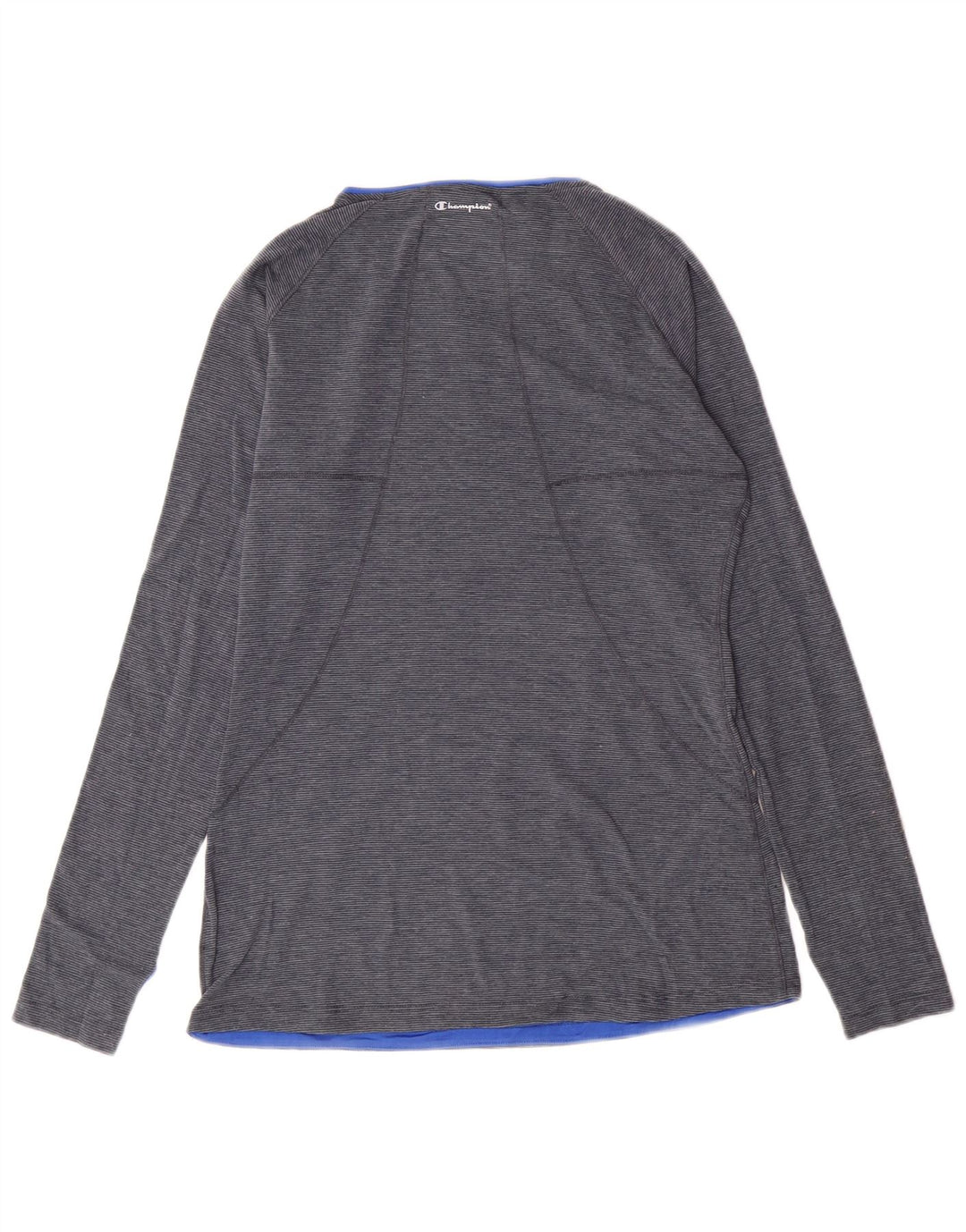 Champion Womens Top Long Long UK 12 Medium Blue Pinstripe Polyester