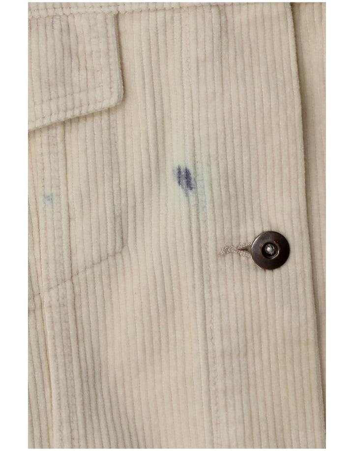 Zara Γυναικείο κοτλέ μπουφάν UK 10 Small Off White Βαμβακερό