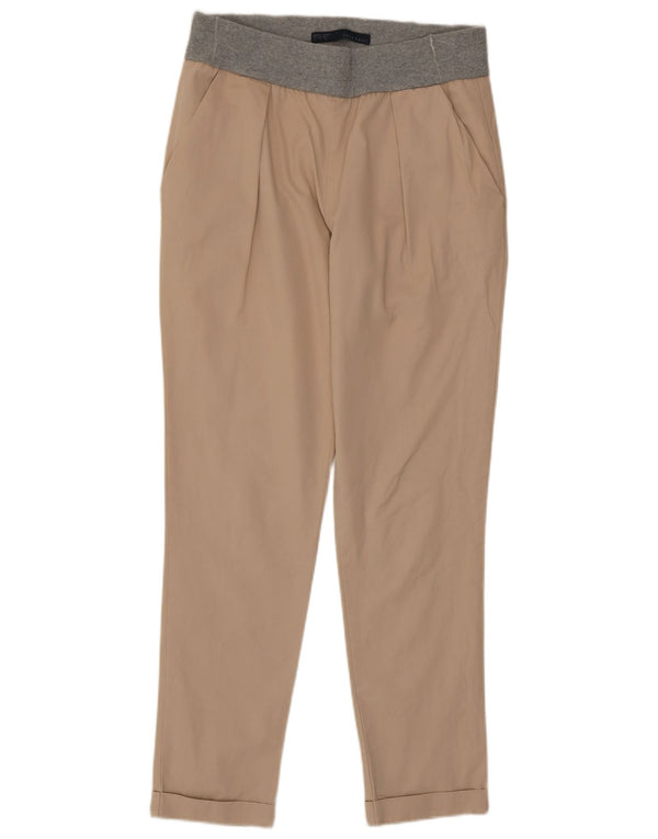 Zara Γυναικείο Λεπτό Παντελόνι Chino Μικρό W26 L27 Μπεζ χρώματος βαμβακερό