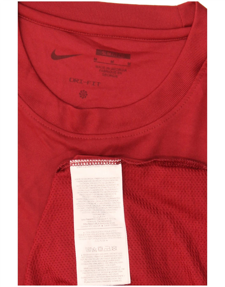 Ανδρικό γραφικό μπλουζάκι Nike Dri Fit Slim Fit Top Medium Maroon Πολυεστέρας
