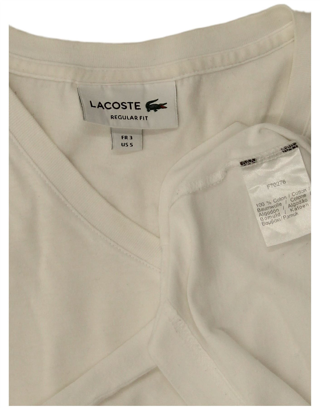 Ανδρικό μπλουζάκι Lacoste, κανονική εφαρμογή, κορυφαίο μέγεθος 3, μικρό λευκό βαμβακερό
