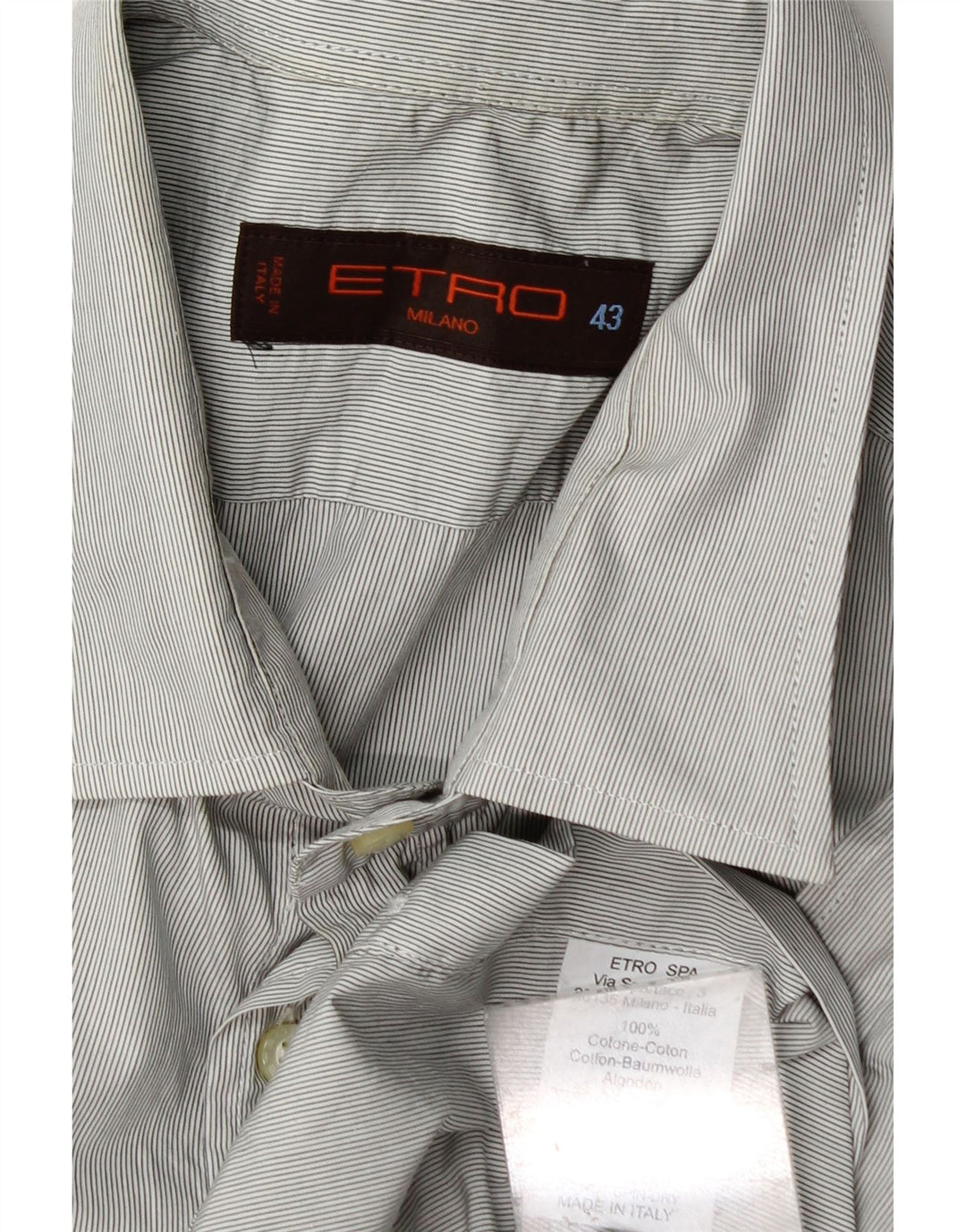 Ανδρικό πουκάμισο Etro 43 XL Γκρι βαμβακερό ριγέ