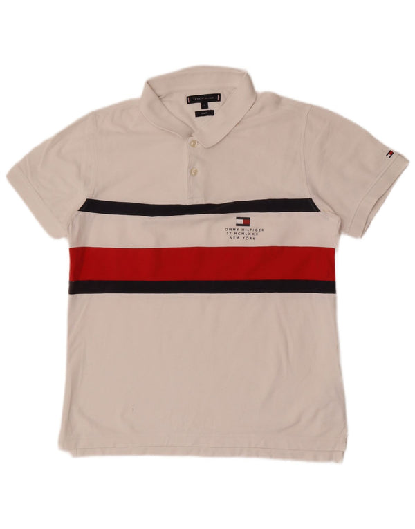 Tommy Hilfiger Ανδρικό πουκάμισο Polo Slim Fit μεγάλο λευκό χρώμα βαμβακερό
