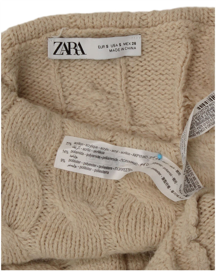 Zara Γυναικείο πουλόβερ με ρολό λαιμόκοψη UK 10 Small Beige