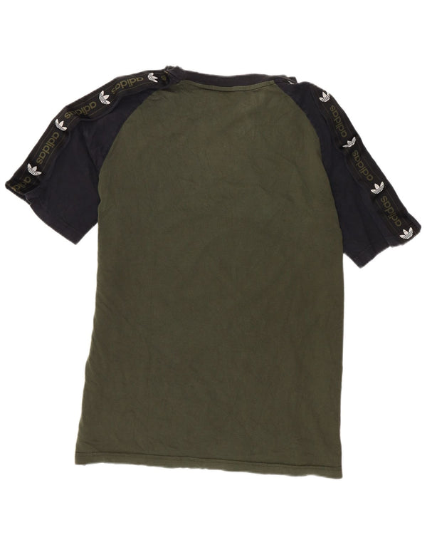Adidas Boys T-Shirt Top 15-16 Years Green Colourblock Βαμβακερό