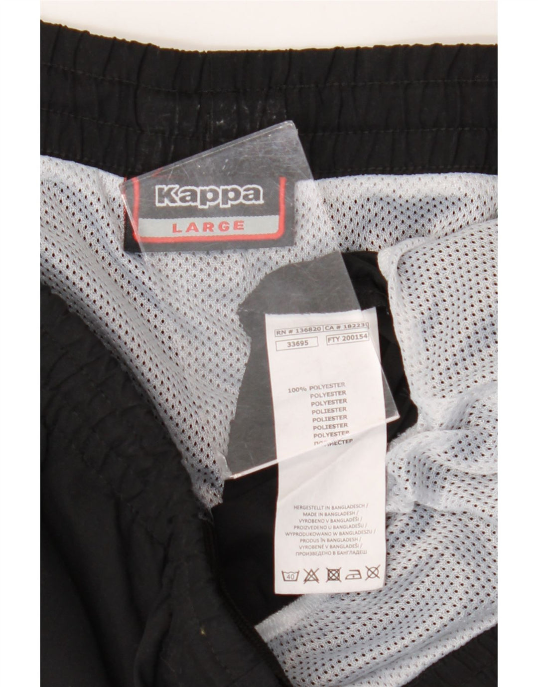 Ανδρικό αθλητικό σορτς KAPPA μεγάλο μαύρο πολυεστέρα