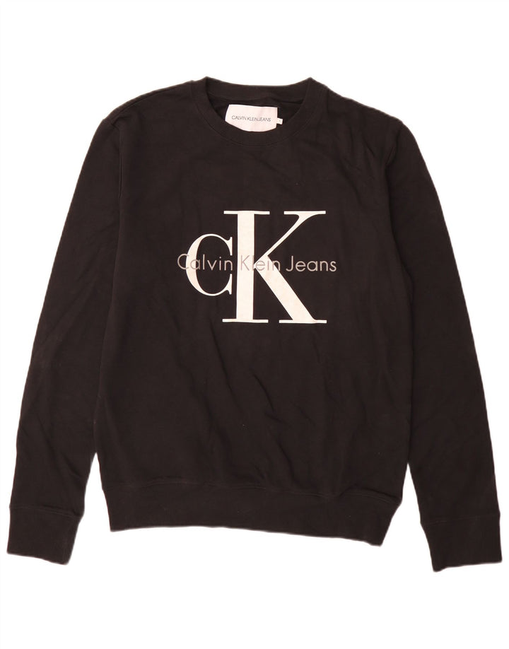Ανδρικό γραφικό φούτερ Calvin Klein Jeans, μεσαίο μαύρο βαμβακερό