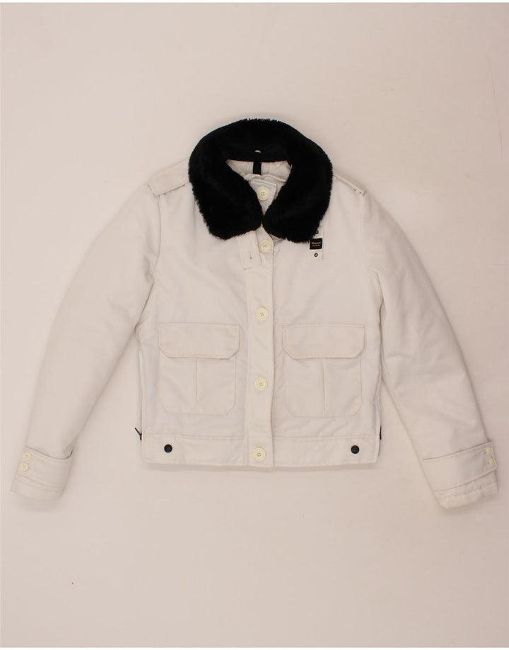 BLAUER Womens Bomber Jacket UK 16 Large White Polyamide Vintage Blauer and Second-Hand Blauer from Messina Hembry 