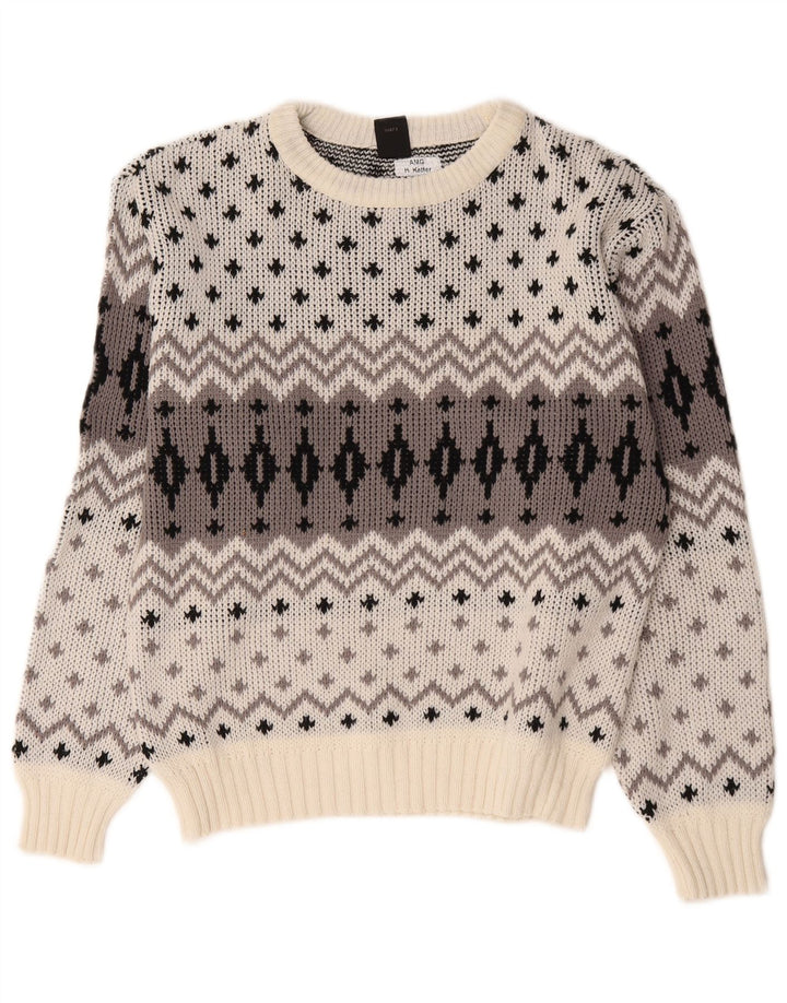 Ανδρικό πουλόβερ C&A Crew Neck Jumper EU 48/50 Medium White Fair Isle