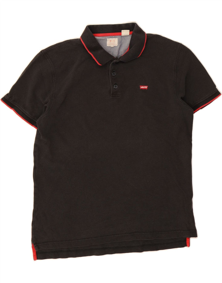 LEVI'S Mens Polo Shirt Medium Black Cotton Vintage Levi's and Second-Hand Levi's from Messina Hembry 