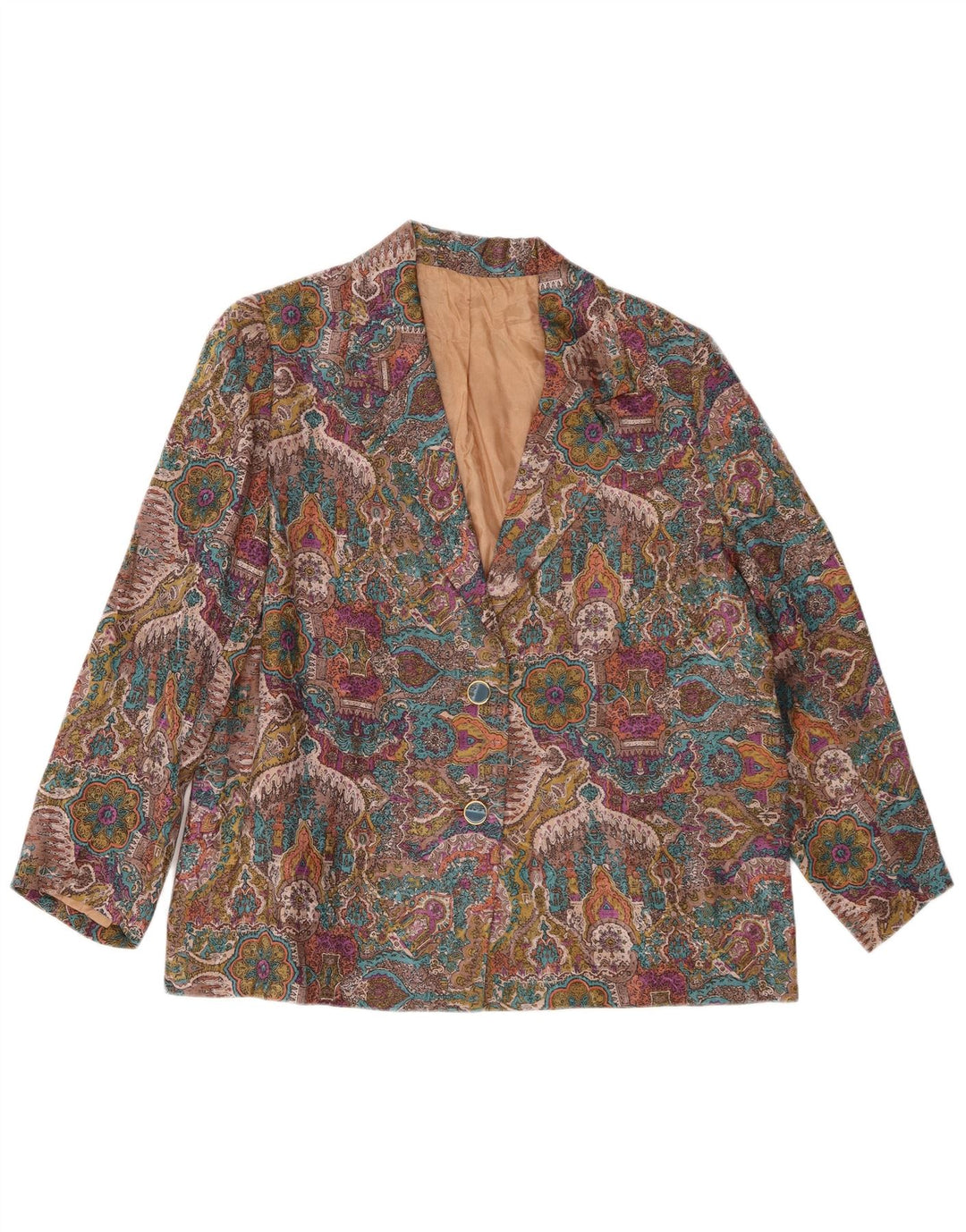 Vintage Γυναικείο Abstract Pattern Σακάκι Blazer UK 14 Μεγάλο Πολύχρωμο