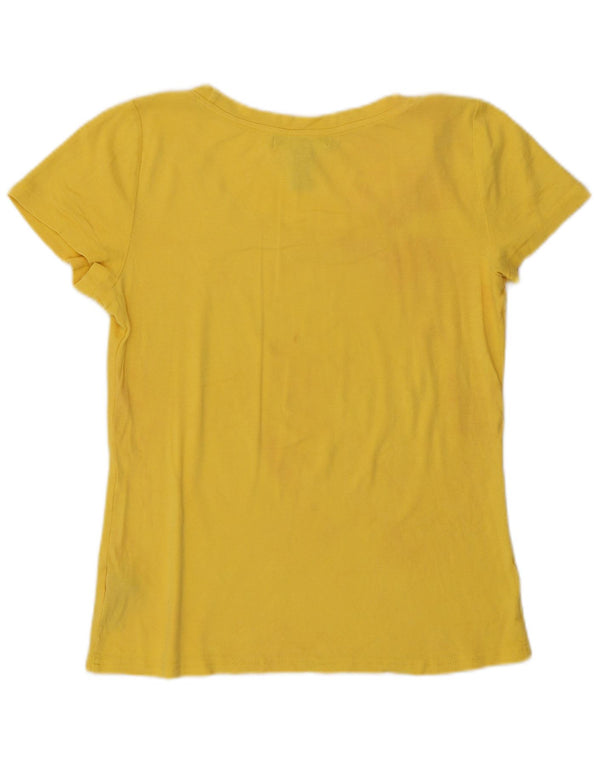 Γυναικείο T-Shirt Ralph Lauren Top UK 12 μεσαίο κίτρινο βαμβακερό
