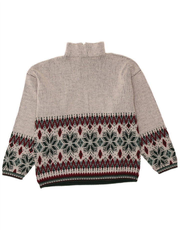 Vintage ανδρικό πουλόβερ με φερμουάρ Medium Grey Fair Isle