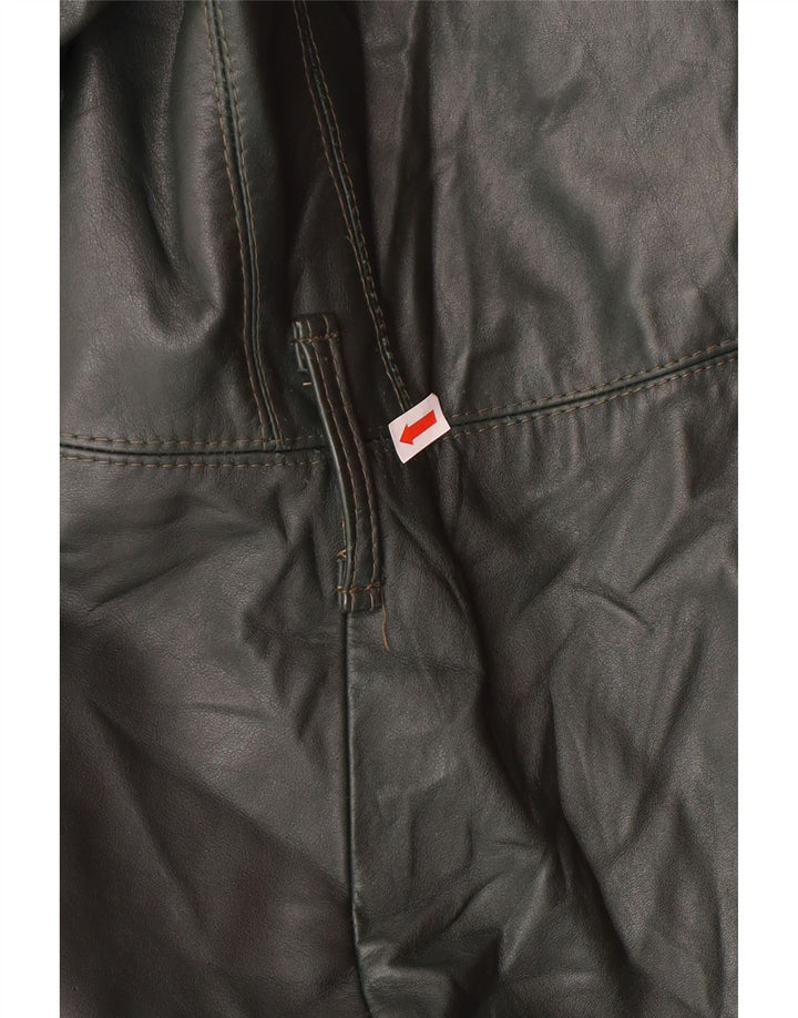 Vintage Γυναικείο Διπλό Δερμάτινο Παλτό UK 18 XL Πράσινο