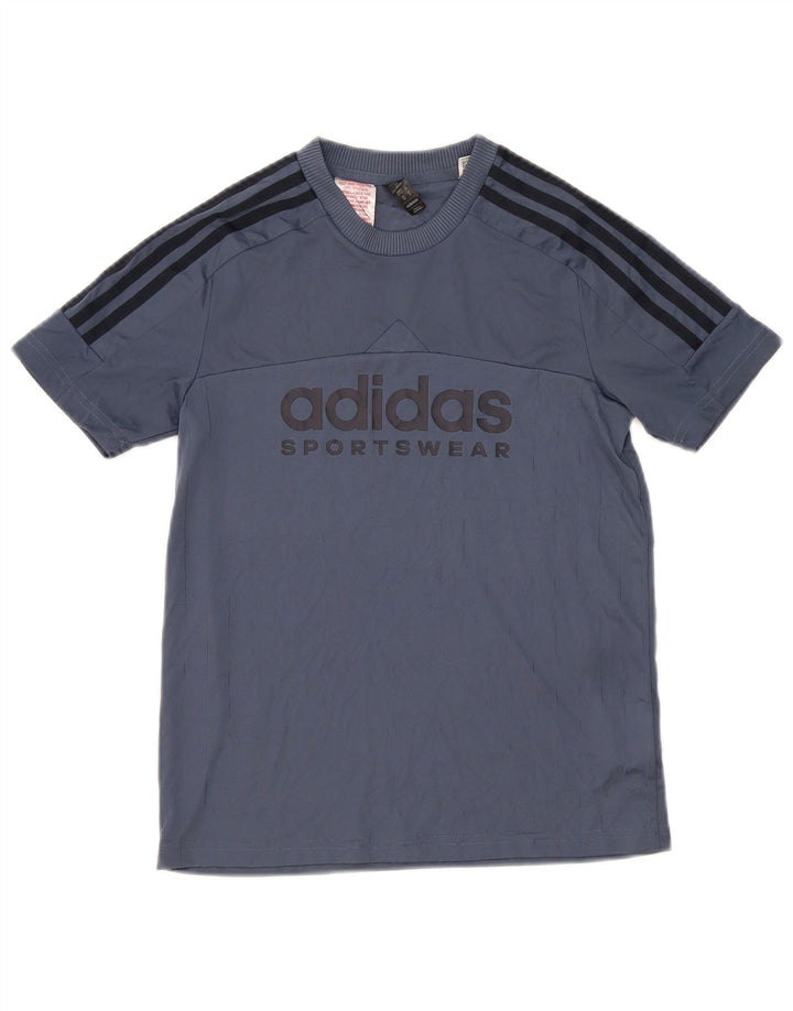 Adidas Boys Graphic T-shirt Top 11-12 Years Navy Blue Polyester