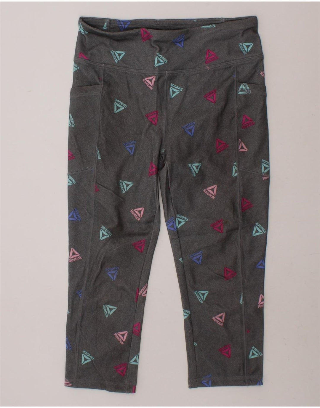 REEBOK Boys Graphic Leggings 7-8 Years Grey Spotted Polyester Vintage Reebok and Second-Hand Reebok from Messina Hembry 