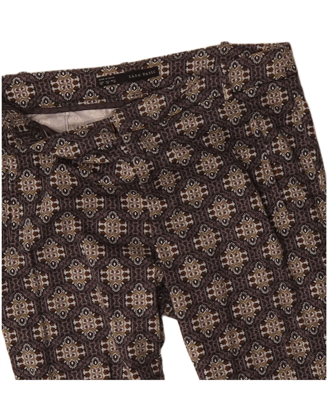 ZARA Γυναικείο Slim Casual Παντελόνι EU 40 Medium W30 L27 Καφέ Γεωμετρικό