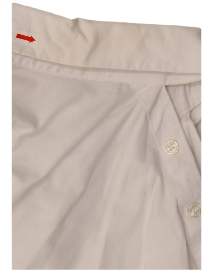 Zara Γυναικείο πουκάμισο Oversized Crop Μπλούζα UK 10 Small White Βαμβακερό