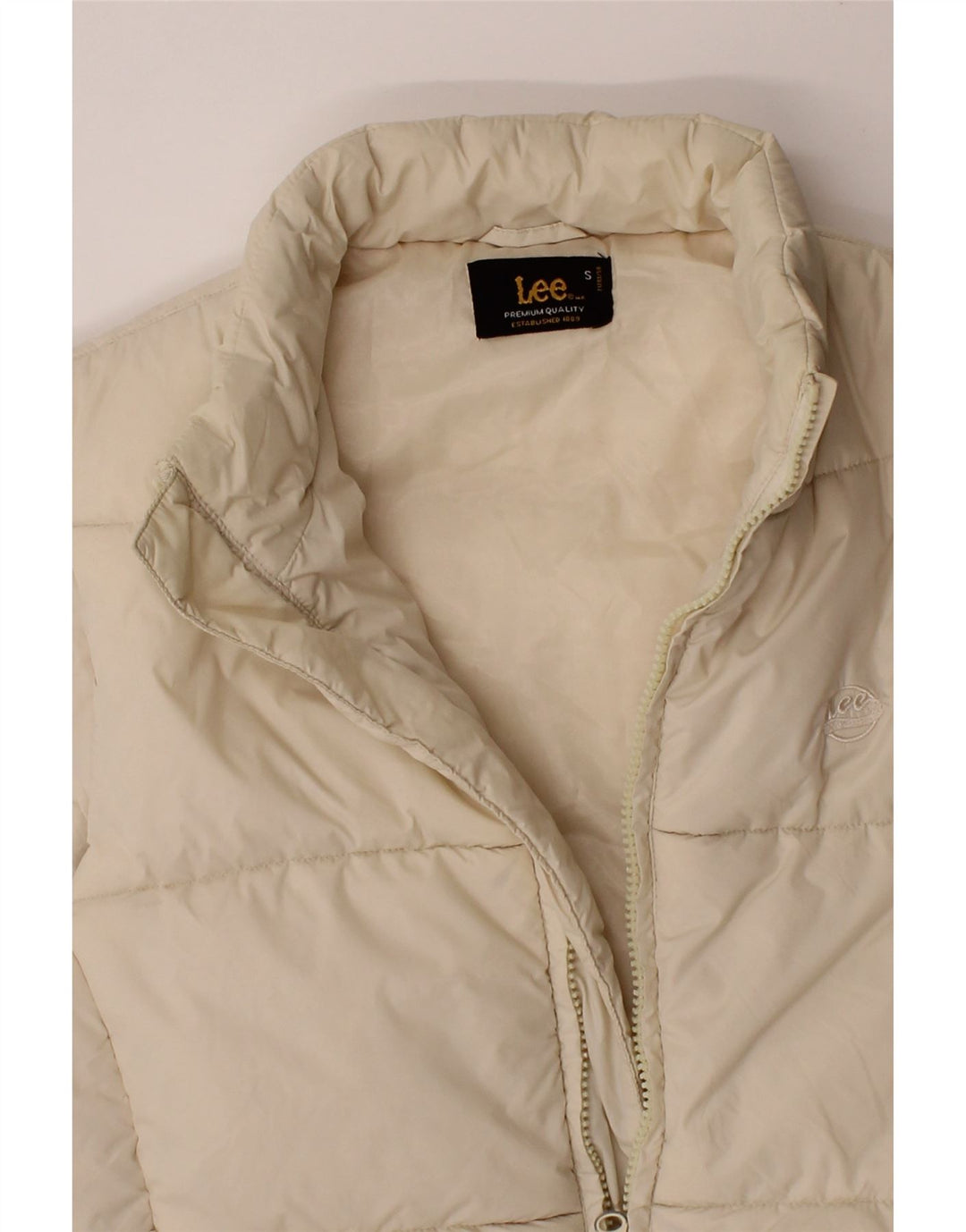 LEE Womens Padded Gilet UK 10 Small Beige Polyester Vintage Lee and Second-Hand Lee from Messina Hembry 