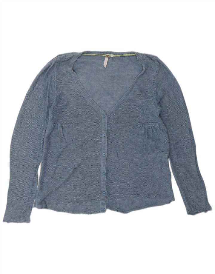 WHITE STUFF Γυναικεία ζακέτα πουλόβερ UK 10 Small Blue Len