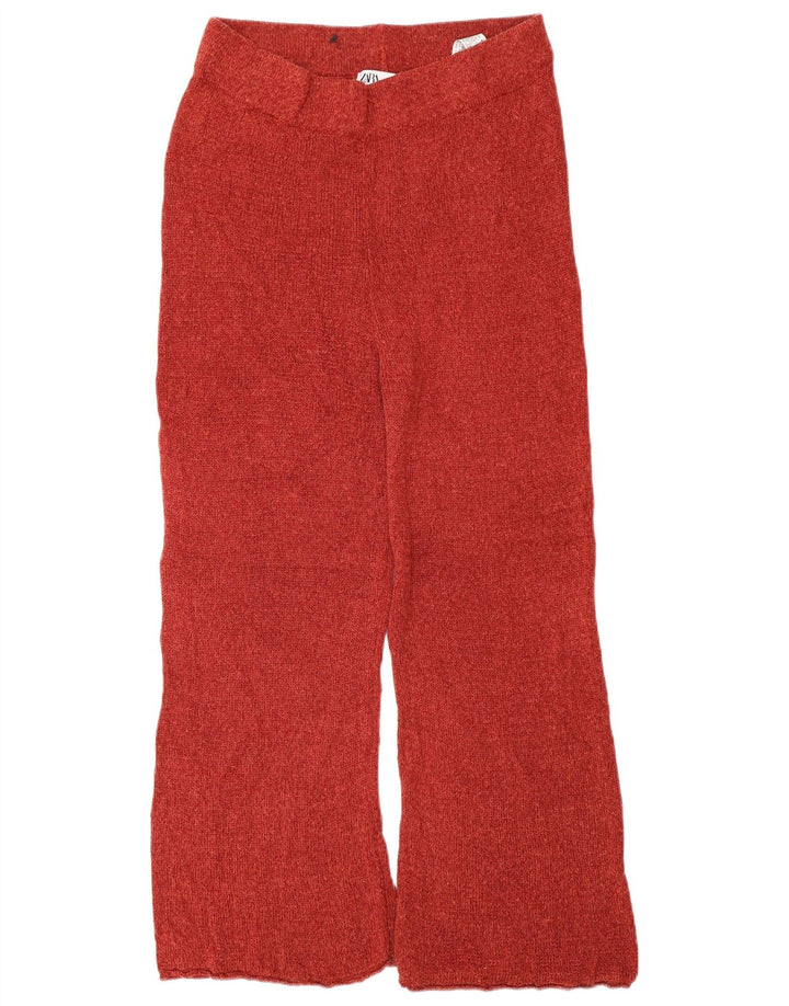 Zara Γυναικείο Πλεκτό Παντελόνι Cropped Medium W28 L24 Red Len