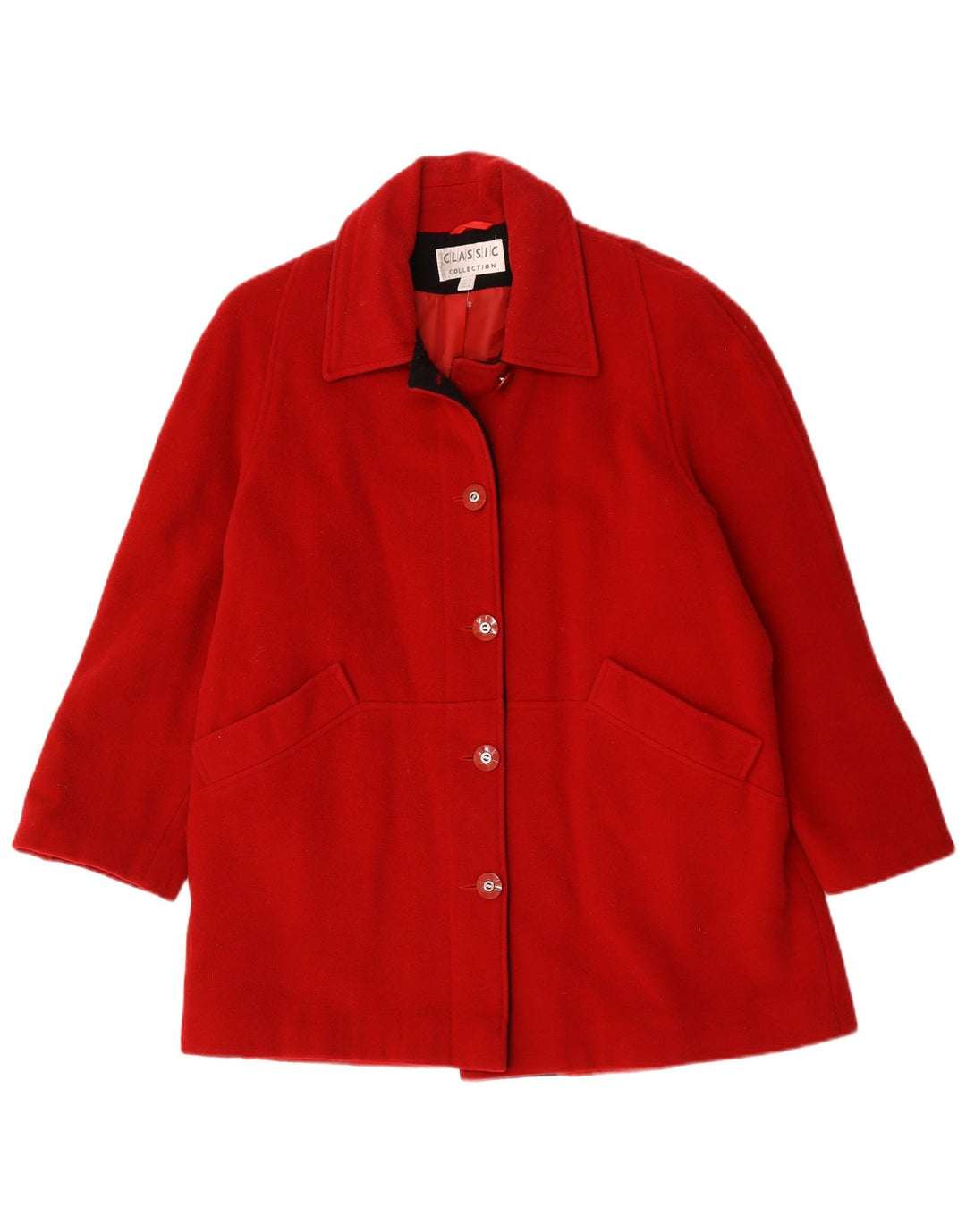 CLASSIC Γυναικείο Oversized Πανωφόρι UK 12 Μεσαίο κόκκινο μαλλί