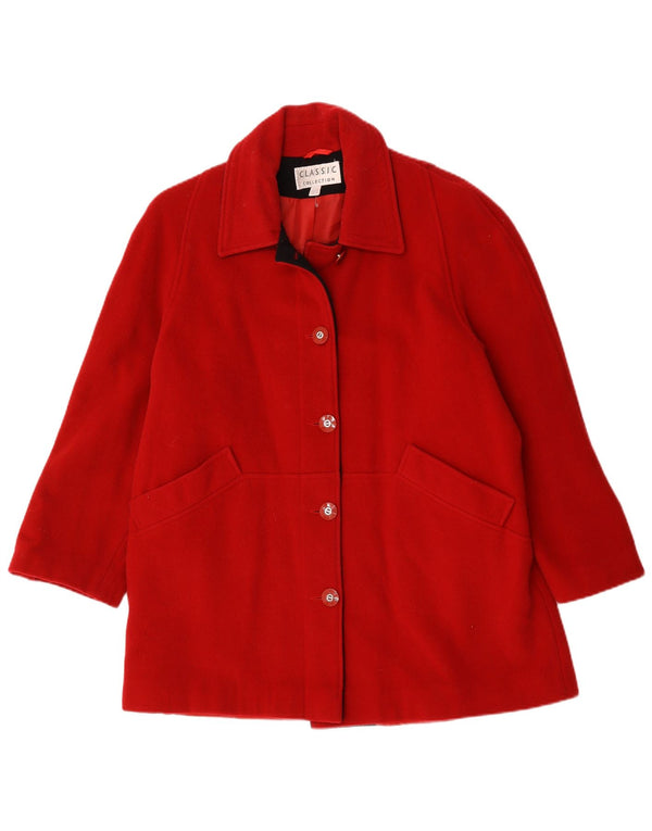 CLASSIC Γυναικείο Oversized Πανωφόρι UK 12 Μεσαίο κόκκινο μαλλί