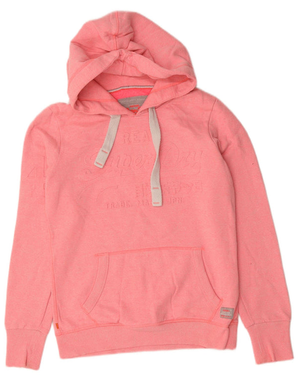 Superdry Γυναικείο Γραφικό Hoodie Jumper UK 10 Small Pink Βαμβακερό